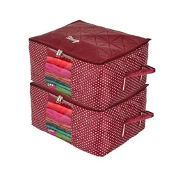 Kuber Industries Set Of 2 Maroon Printed Saree Organizer-23