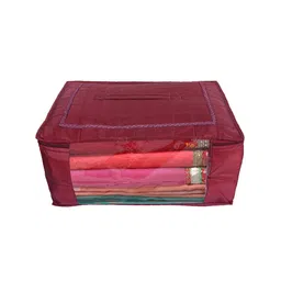 Kuber Industries Set Of 2 Maroon Saree Organisers-34