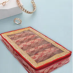 Kuber Industries 2 Pcs Red & Golden Printed 6 Rod Bangle Organisers-22