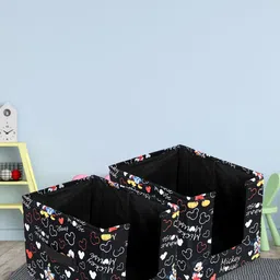Kuber Industries Black 2-Pieces Printed Foldable Wardrobe Organisers-13