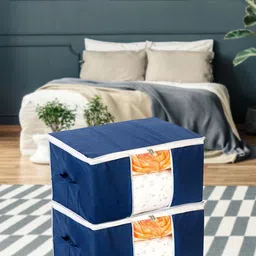 Kuber Industries Blue 6 Pieces Foldable Wardrobe Organisers-22