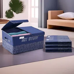 Kuber Industries Navy Blue 4 Pieces Printed Multi-Utility Organisers-11