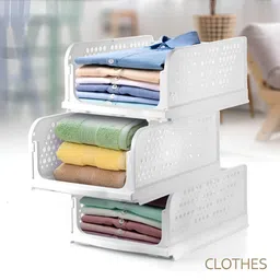 Nayasa White 3 Pieces Self Design Foldable and Stackable Multi-Utility Organisers-10