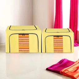Kuber Industries Yellow 2 Pieces Foldable Clothes Storage Drawer Organiser-image-3