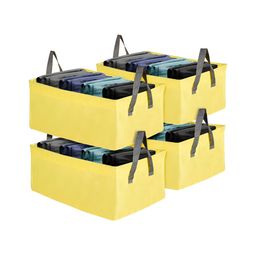 Kuber Industries Yellow 4 Pieces Regular Wardrobe Organisers-53