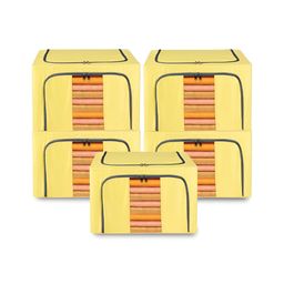 Kuber Industries Yellow 5 Pieces Regular Drawer Organisers-40