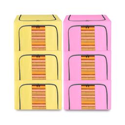 Kuber Industries Pink & Yellow 6 Pieces Waterproof Multi-Utility Organisers-41