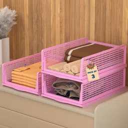 Kuber Industries Pink Set of 3 Reusable Drawer Organiser Organisers-59