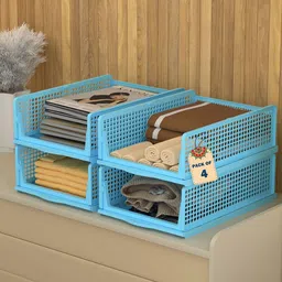 Kuber Industries Blue 4 Pieces Foldable Drawer Organiser-54