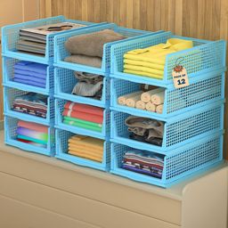 Kuber Industries Blue 12 Pieces Foldable Drawer Organisers-39