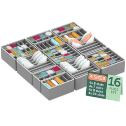 Kuber Industries Grey Set of 6 Reusable Drawer Organiser Organisers-57