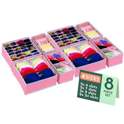 Kuber Industries Pink Set of 6 Reusable Drawer Organiser Organisers-53