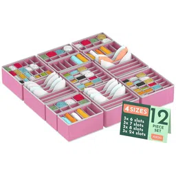 Kuber Industries Pink Set of 6 Reusable Drawer Organiser Organisers-76