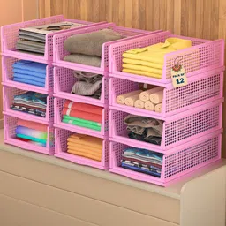 Kuber Industries Pink Set of 6 Reusable Drawer Organiser Organisers-3