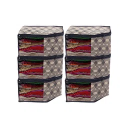 Kuber Industries Set Of 6 Cream-Colored Printed Clothes Organisers-84