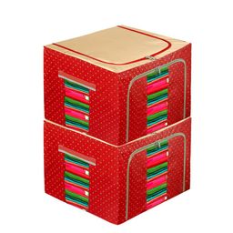 Kuber Industries Set Of 2 Red & Beige Printed Storage Organisers-56