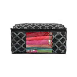 Kuber Industries Set Of 4 Black Checked Saree Organisers With Transparent Window image 2