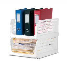 Nayasa White 2 Pieces Self Design Foldable and Stackable Multi-Utility Organisers image 2