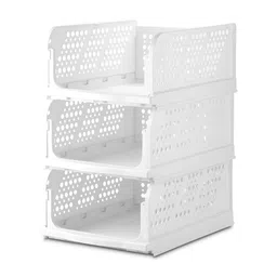 Nayasa White 3 Pieces Self Design Foldable and Stackable Multi-Utility Organisers image 4