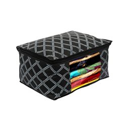 Kuber Industries Set Of 4 Black Checked Saree Organisers With Transparent Window image 4