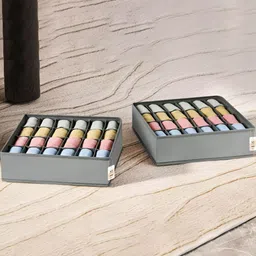 NFI essentials Grey Set of 2 Regular Drawer Organiser Organisers image 4