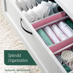 Kuber Industries Pink Set of 6 Reusable Drawer Organiser Organisers image 2
