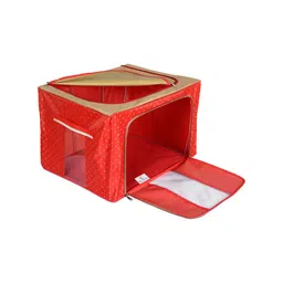 Kuber Industries Set Of 2 Red & Beige Polka Dot Wardrobe Organizer image 3