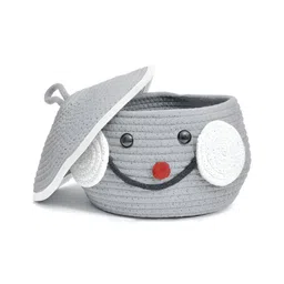 FABINALIV Grey & White Cotton Reusable Multi Utility Organiser With Lid image 5