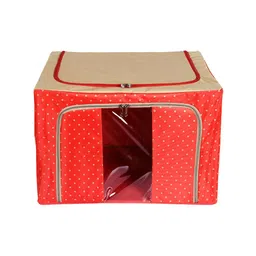 Kuber Industries Set Of 2 Red & Beige Polka Dot Wardrobe Organizer image 4