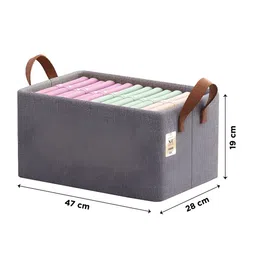 NFI essentials Grey & Brown 4 Pieces Foldable Drawer Organisers With Handles image 2