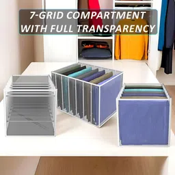 Kuber Industries White 7 Grids Cloth Wardrobe Drawer Organisers image 5