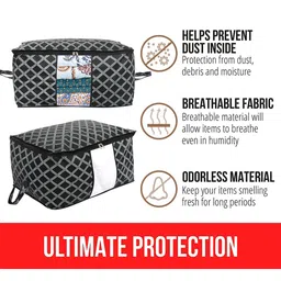Kuber Industries Set Of 6 Black Checked Saree Organisers With Transparent Window image 4