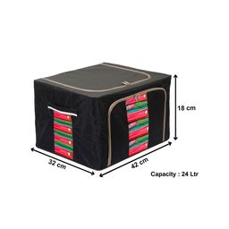 Kuber Industries Set Of 2 Black Solid Storage Boxes 24Ltr image 5