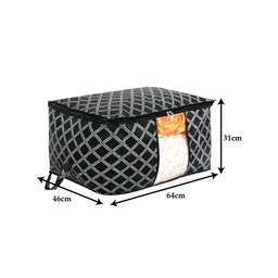 Kuber Industries Set Of 6 Black Checked Saree Organisers With Transparent Window image 3