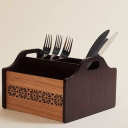 Home Centre Brown Textured Wooden Kitchen Organizer-image-59