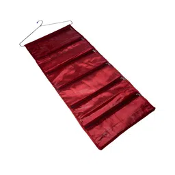 Kuber Industries Maroon 2 Pieces Satin Hanging Organisers-18