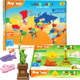Mapology - India & World Map with Monuments of the World-13