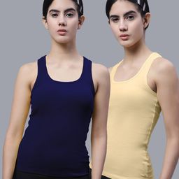 FBAR Pack Of 2 Scoop Neck Shoulder Straps Bio Wash Cotton Racerback Tank Top-image-94