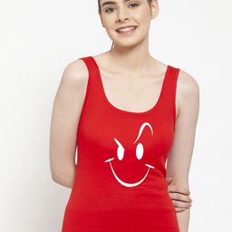 Friskers Women Red Graphic Printed Tank Top-image-24