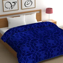 CG HOMES Blue Geometric Mink Heavy Winter 350 GSM Double Bed Blanket-image-73