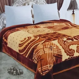 Signature Brown Floral Microfiber Heavy Winter Double Bed Blanket-51