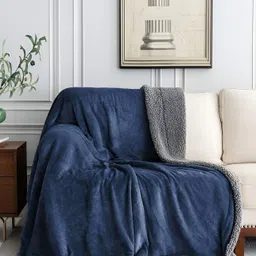 bsb home Blue & Grey Heavy Winter Single Bed Blanket-55