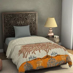 SPACES Cream-Coloured Matanipachedi AC Room 350 GSM Single Bed Blanket-2