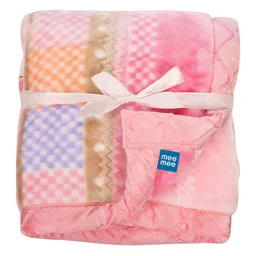 MeeMee Pink & Blue Mink Mild Winter Lightweight & Comfortable Single Bed Blanket-image-56