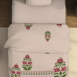 SPACES Cream-Coloured Ethnic Motifs AC Room 350 GSM Single Bed Blanket image 4