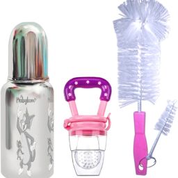 Stainless Steel Feeding Bottle-Fruit Feeder-Bottle Cleaning Bursh- 304 Stainless Steel, Food Grade Silicone-13