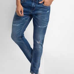 SPYKAR Men Blue Tapered Fit Mildly Distressed Light Fade Jeans-image-59