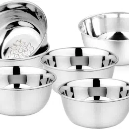 Stainless Steel Vegetable Bowl HEAVY QUALITY STEEL BOWL SET LASER PRINT PACK OF 6-40