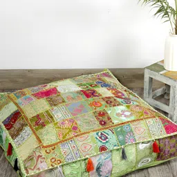HANDICRAFT PALACE Green Embroidered Floor Cushion-55