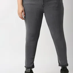 Freeform by High Star Women Plus Size Grey Solid Slim Fit Stretchable Jeans-picture-16